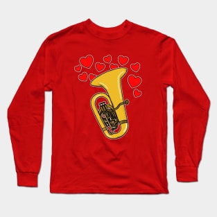 Valentines Day Tuba Player Tubaist Anniversary Wedding Musician Long Sleeve T-Shirt